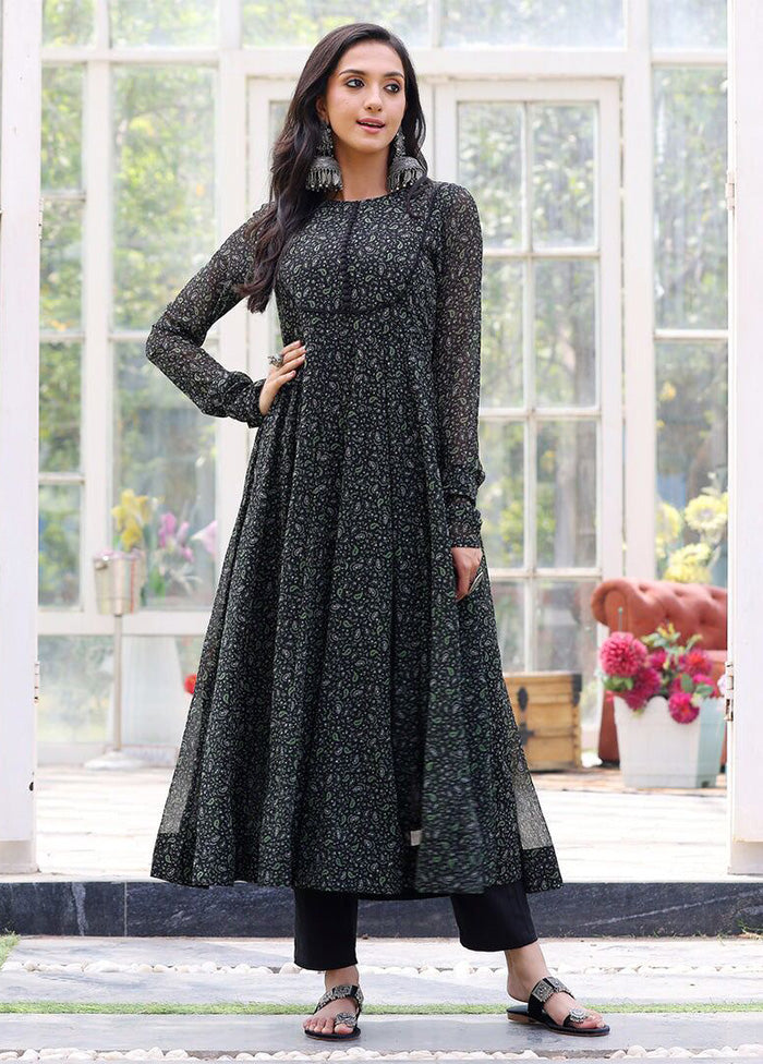 Black Readymade Georgette Long Kurti