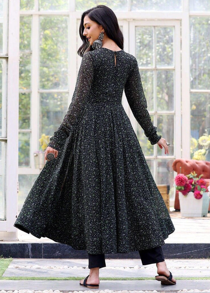 Black Readymade Georgette Long Kurti