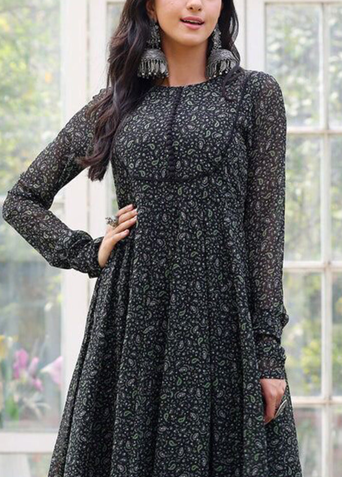 Black Readymade Georgette Long Kurti