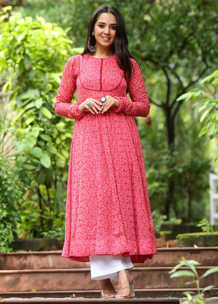 Pink Readymade Georgette Long Kurti