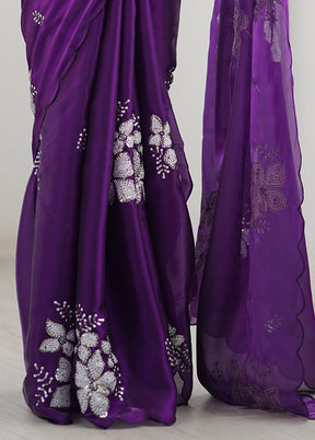 Purple Spun Silk Saree With Blouse Piece