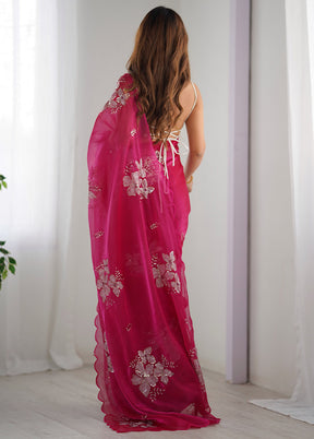 Pink Spun Silk Saree With Blouse Piece