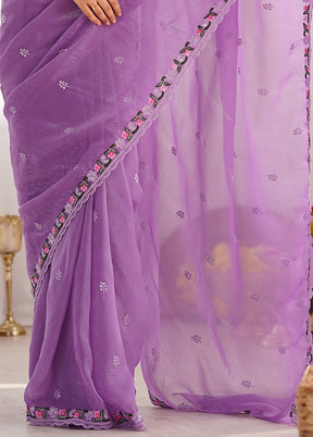 Purple Spun Silk Saree With Blouse Piece