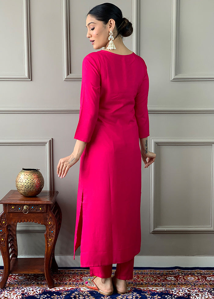 3 Pc Pink Readymade Viscose Suit Set