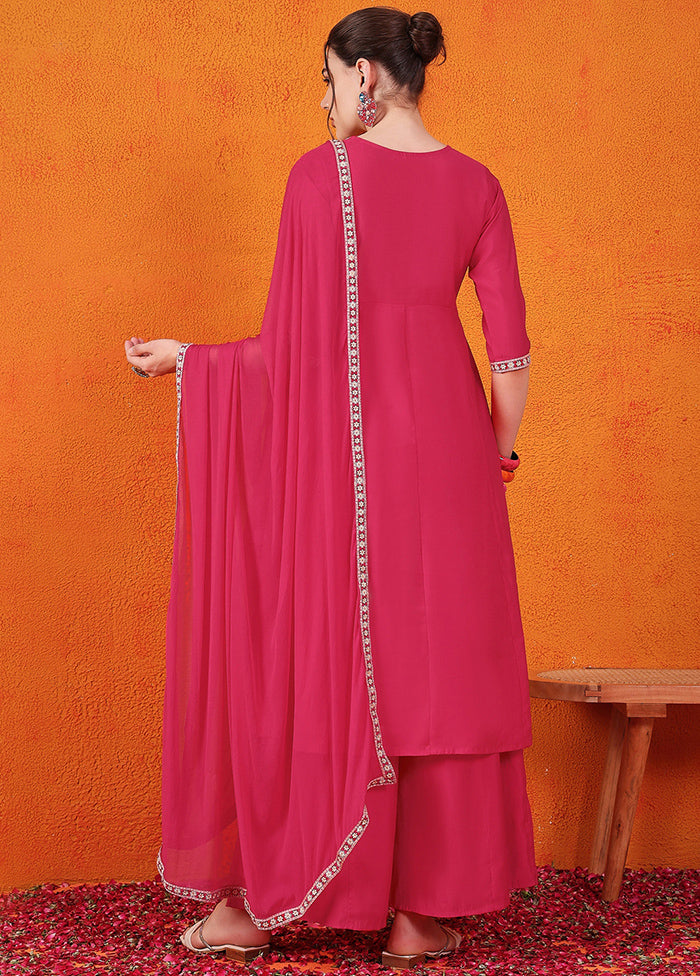 3 Pc Pink Readymade Silk Suit Set