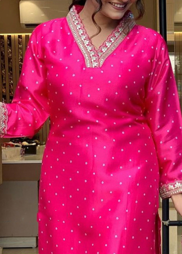 3 Pc Pink Readymade Silk Suit Set