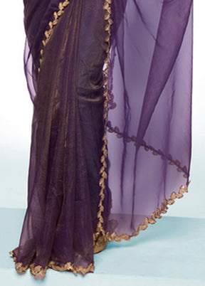 Purple Spun Silk Saree With Blouse Piece