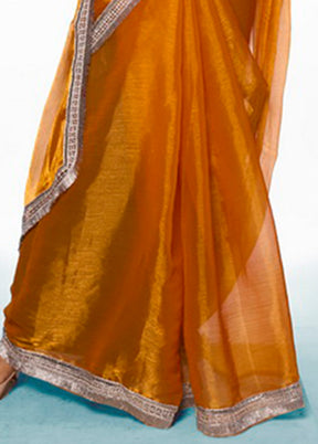 Mustard Spun Silk Saree With Blouse Piece