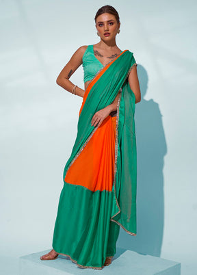 Sea Green Georgette Saree With Blouse Piece