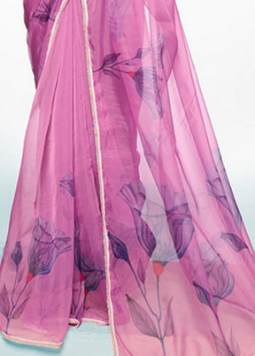 Purple Organza Saree With Blouse Piece