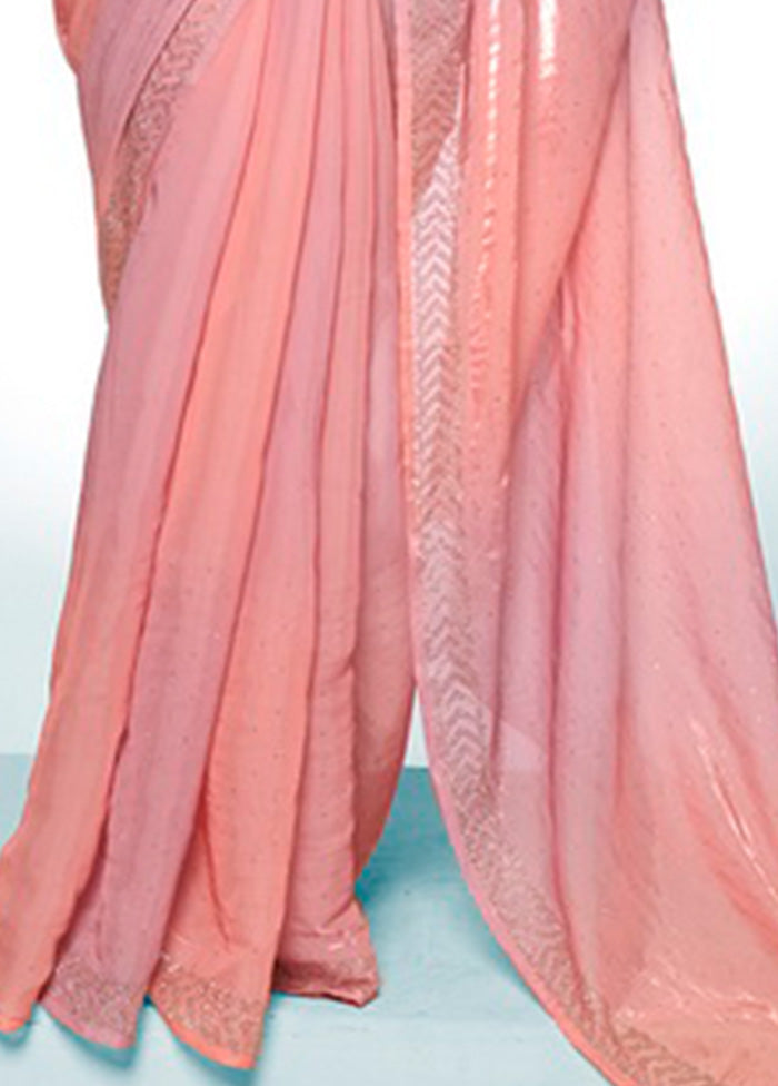 Pink Spun Silk Saree With Blouse Piece