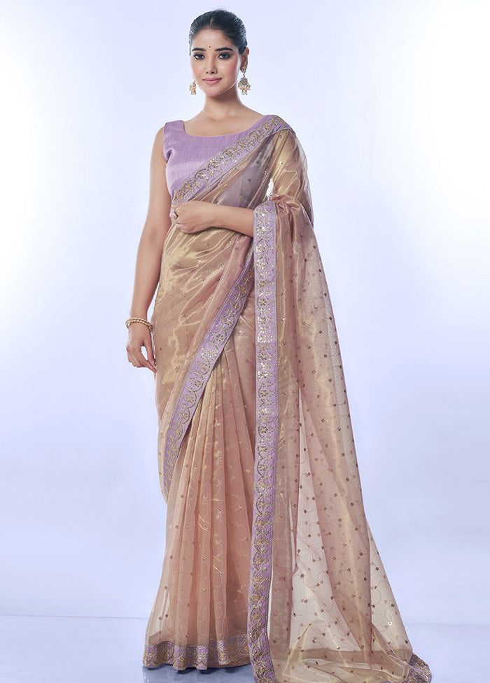 Purple Net Net Saree With Blouse Piece