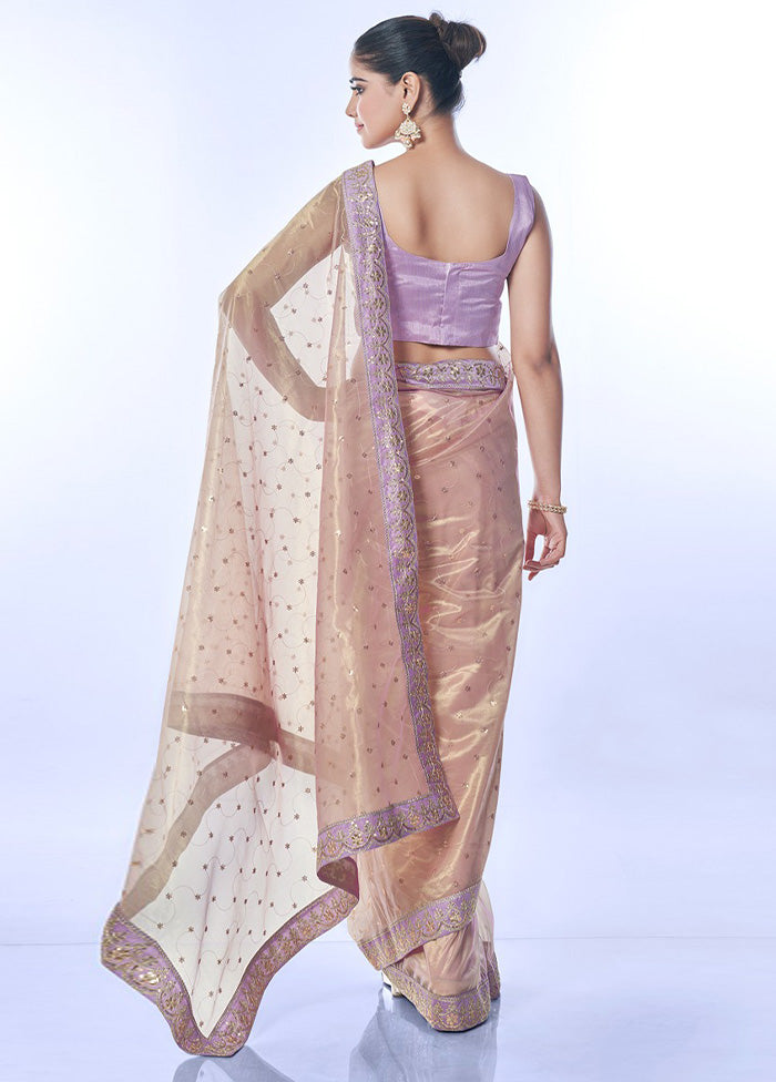 Purple Net Net Saree With Blouse Piece