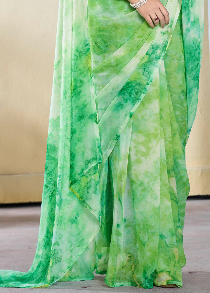 Sea Green Georgette Saree With Blouse Piece