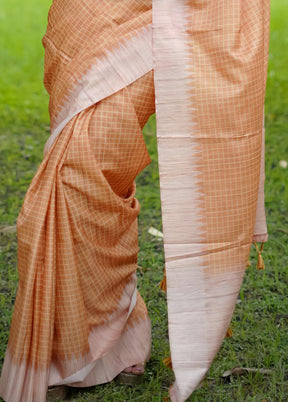 Yellow Tussar Silk Saree With Blouse Piece