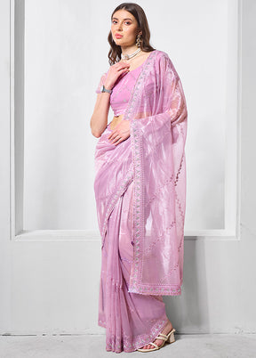 Purple Net Net Saree With Blouse Piece