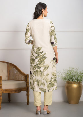 3 Pc Off White Readymade Silk Suit Set