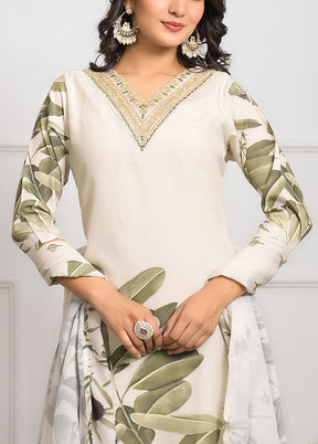 3 Pc Off White Readymade Silk Suit Set