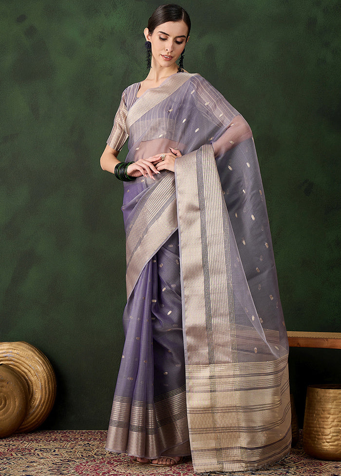 Lavender Organza Saree With Blouse Piece