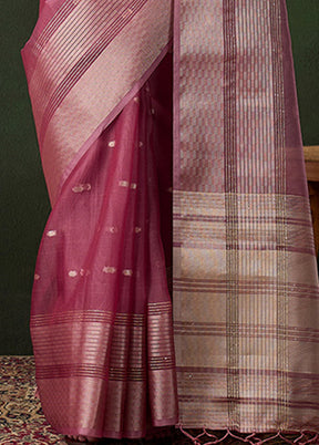 Magenta Organza Saree With Blouse Piece