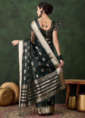 Green Organza Saree With Blouse Piece