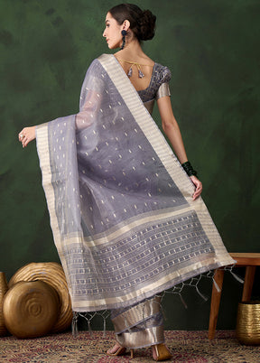 Grey Organza Saree With Blouse Piece