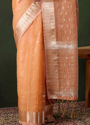 Peach Organza Saree With Blouse Piece