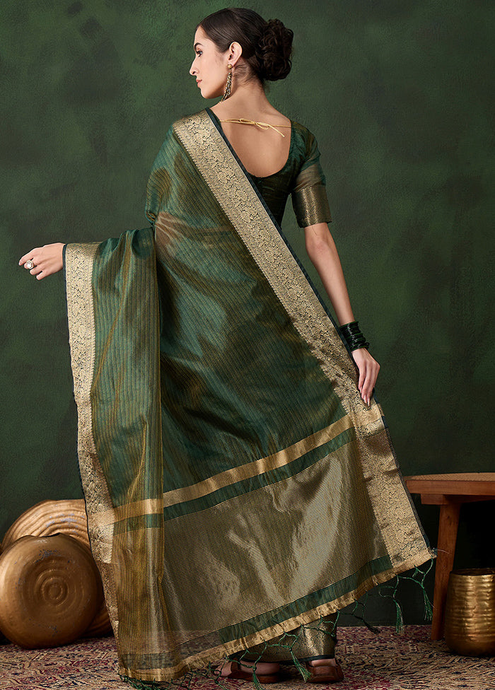 Green Organza Saree With Blouse Piece