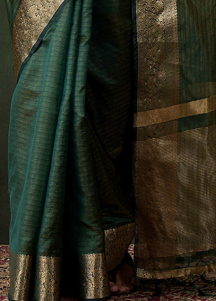 Green Organza Saree With Blouse Piece