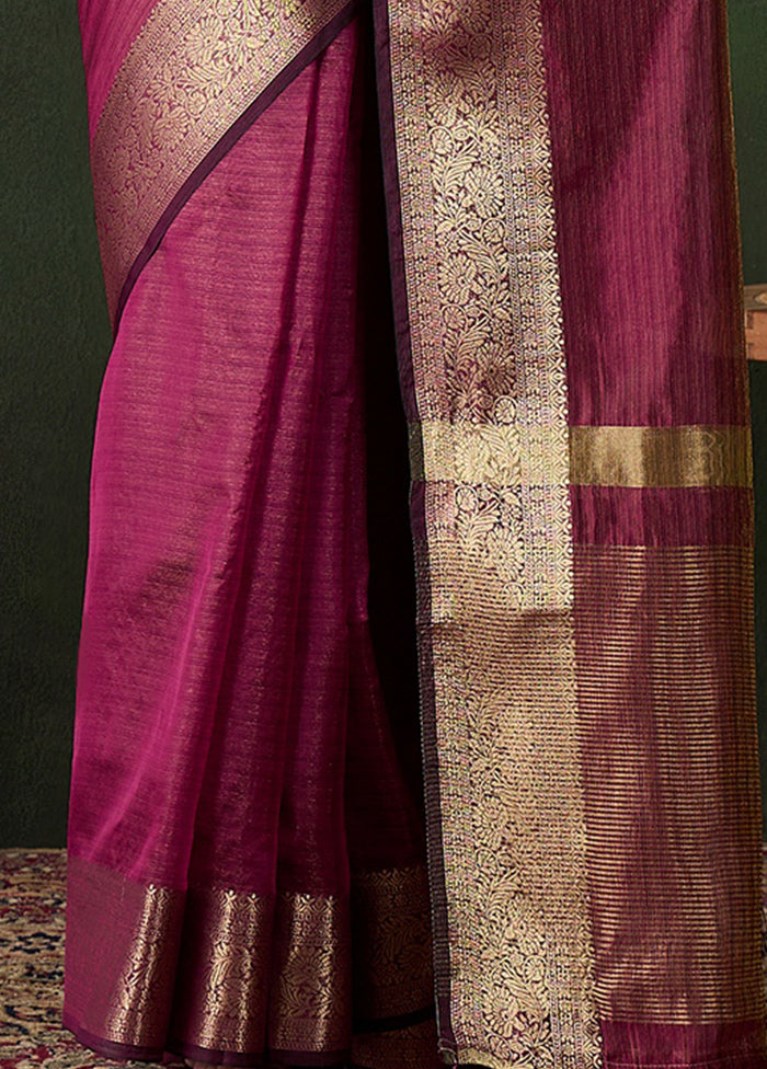 Magenta Organza Saree With Blouse Piece