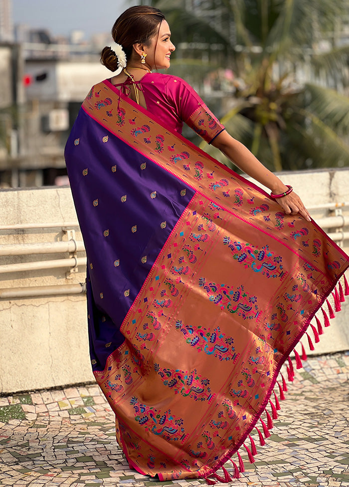 Lavender Spun Silk Saree With Blouse Piece