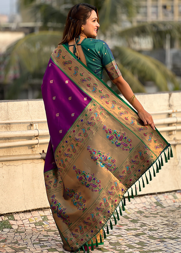 Purple Spun Silk Saree With Blouse Piece