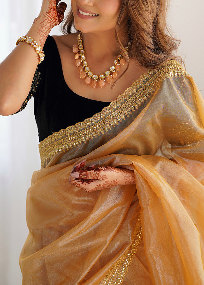 Beige Net Net Saree With Blouse Piece