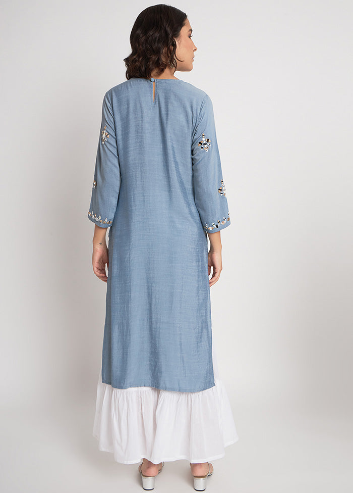 2 Pc Blue Readymade Viscose Kurti Set