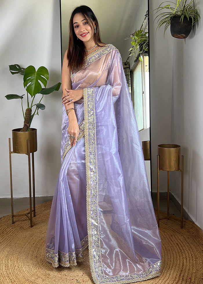 Purple Spun Silk Saree With Blouse Piece