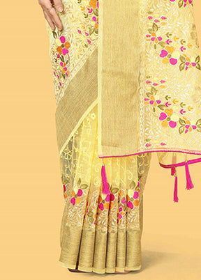 Yellow Organza Saree With Blouse Piece