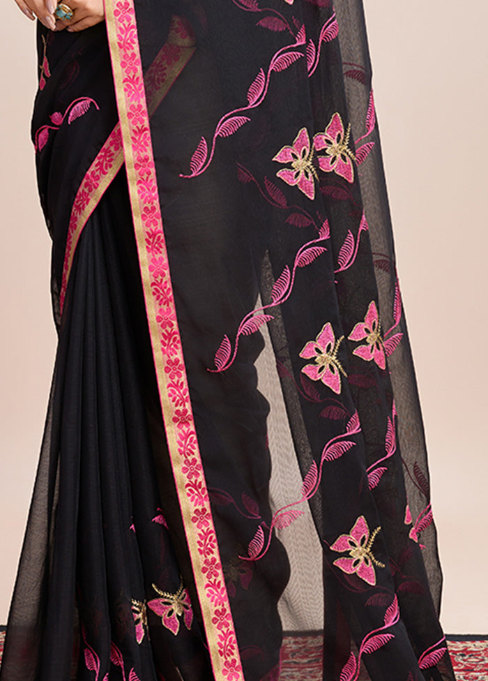 Black Georgette Saree With Blouse Piece