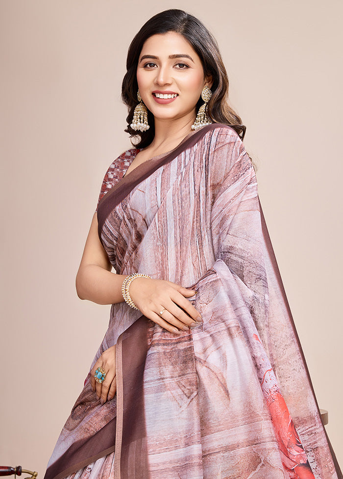 Multicolor Linen Silk Saree With Blouse Piece