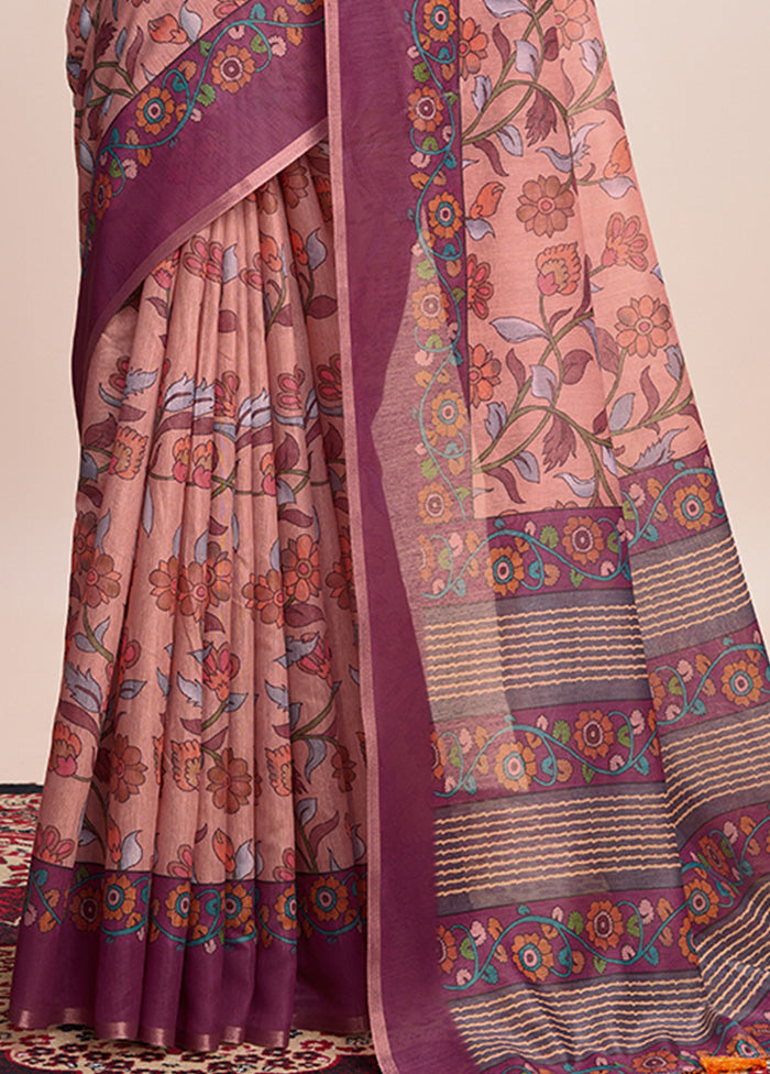 Multicolor Linen Silk Saree With Blouse Piece