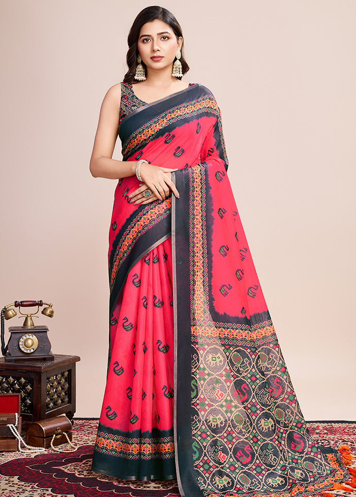 Multicolor Linen Silk Saree With Blouse Piece