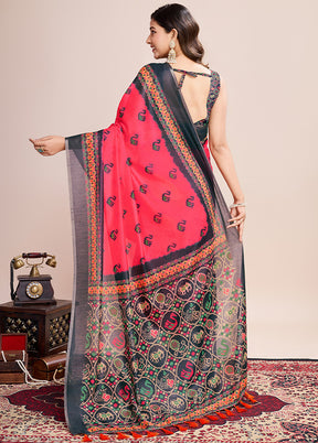 Multicolor Linen Silk Saree With Blouse Piece