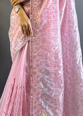 Pink Net Net Saree With Blouse Piece