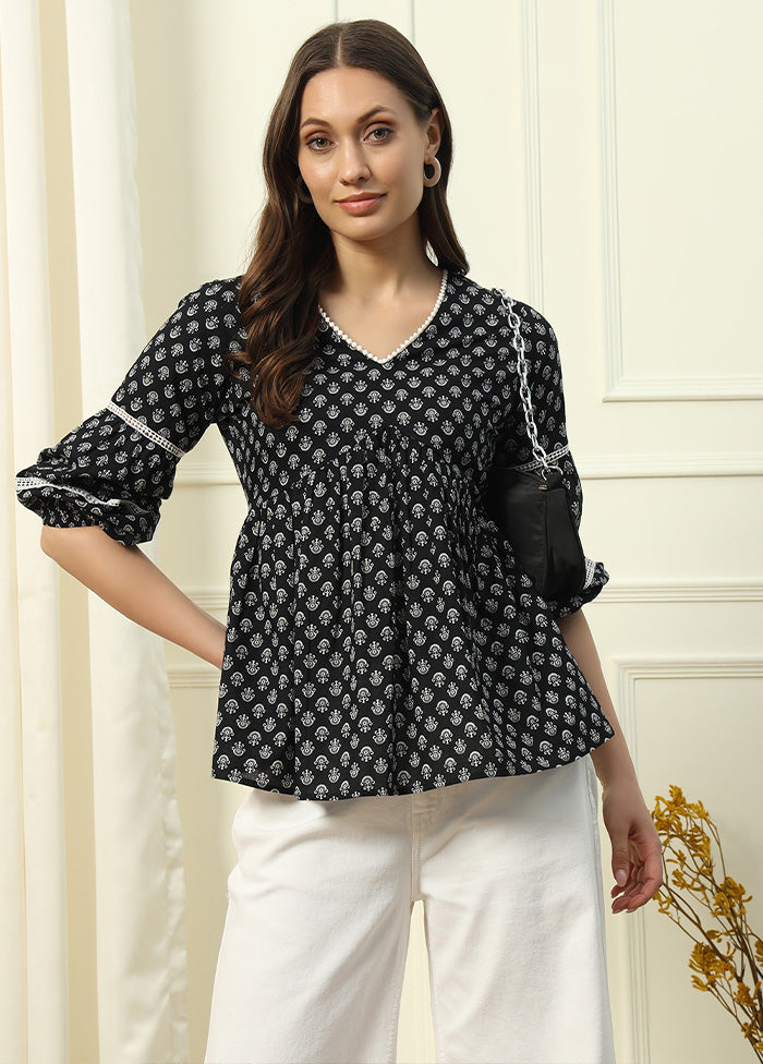 Black Readymade Cotton Short Top