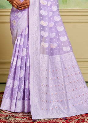 Lavender Cotton Saree With Blouse Piece