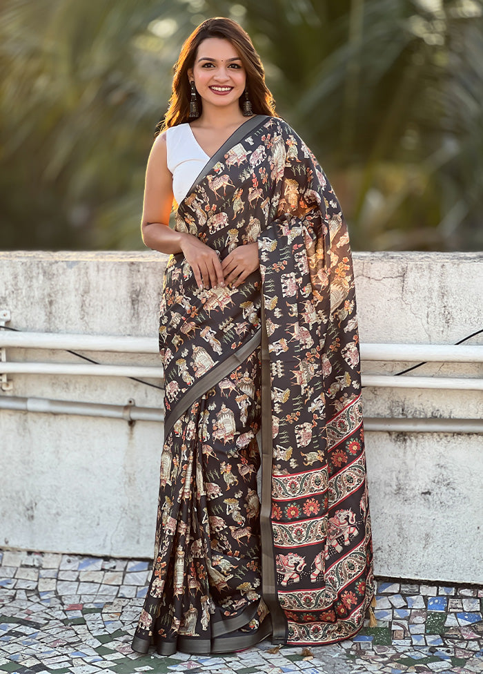 Brown Tussar Silk Saree With Blouse Piece