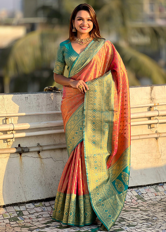 Pink Spun Silk Saree With Blouse Piece