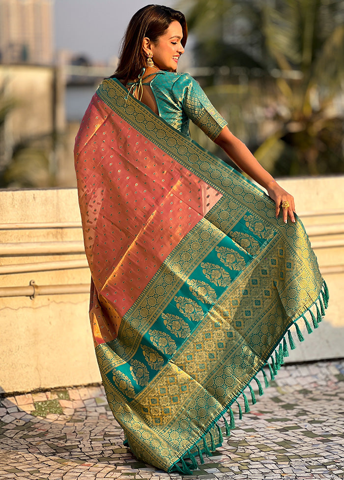 Pink Spun Silk Saree With Blouse Piece