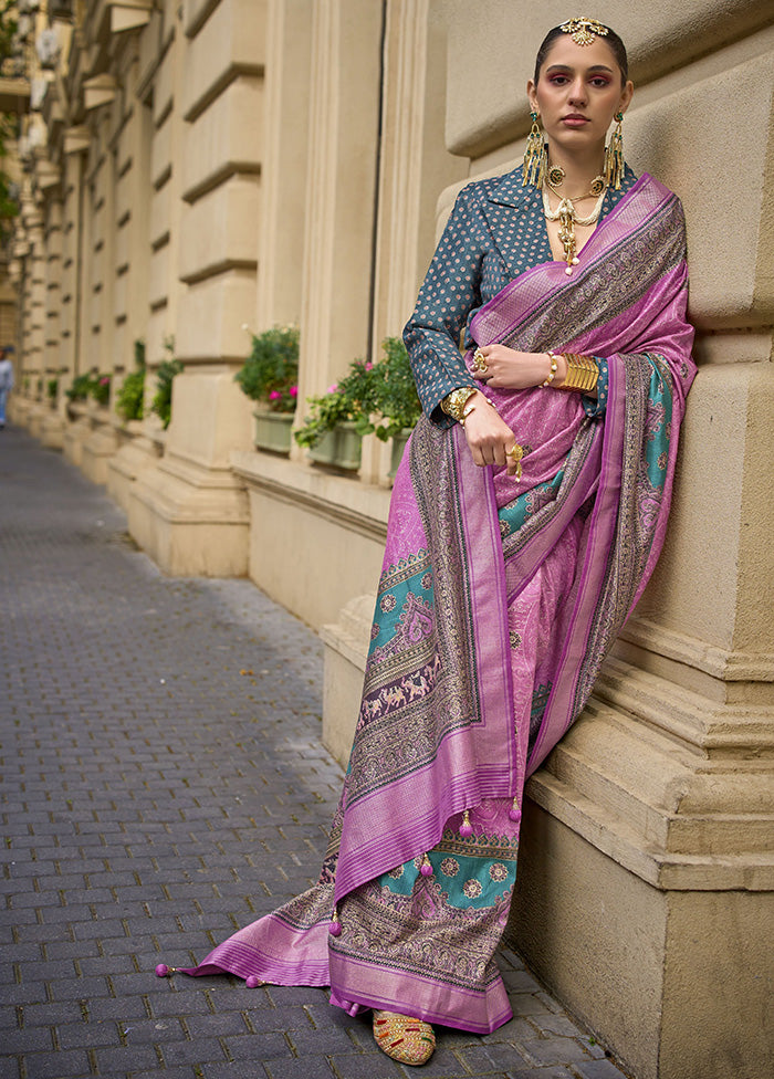 Pink Spun Silk Saree With Blouse Piece