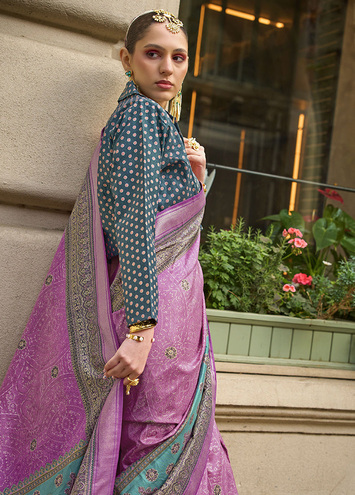 Pink Spun Silk Saree With Blouse Piece