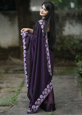 Lavender Spun Silk Saree With Blouse Piece